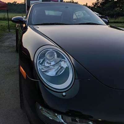 Front end view of clean Porsche